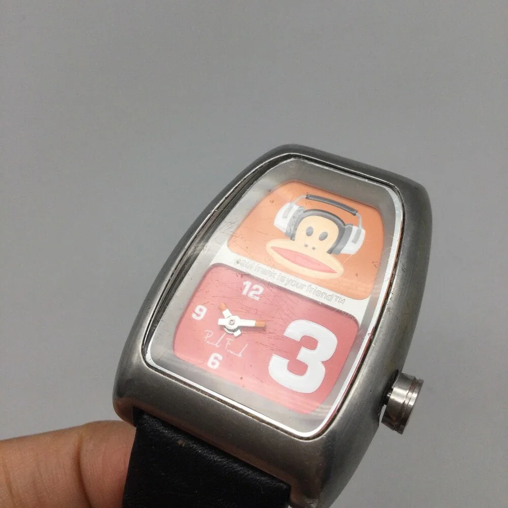 Paul Frank Julius Monkey Watch Stainless Steel 31mm Black Leather New Battery - Picture 15 of 15